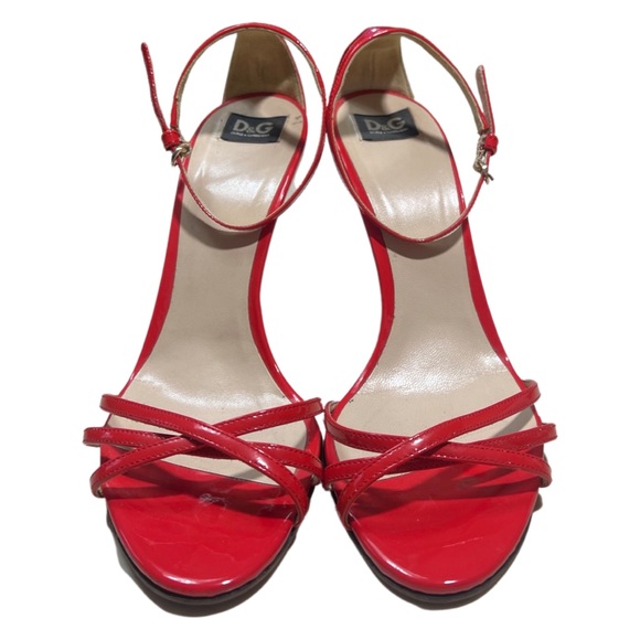 Dolce & Gabbana Ankle Strap Open Toe 4” Heel Pumps Red Women’s Size US 8 / 38 - Picture 2 of 7
